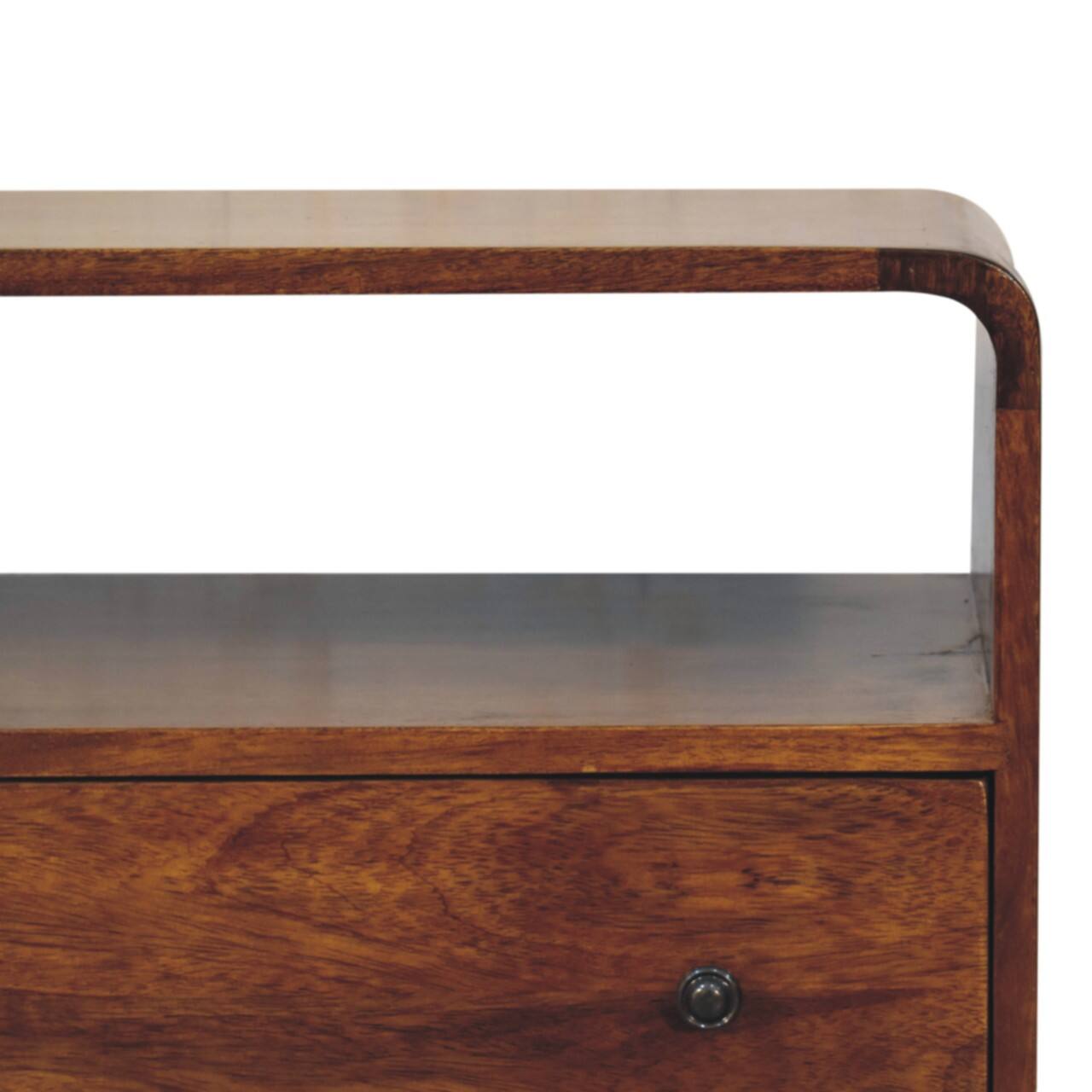 Back. Artisan Furniture - Artisan Furniture Solid Wood Curved Nordic Charm Chest, 2 Drawers & 1 Open Slot, Brown - Brown.