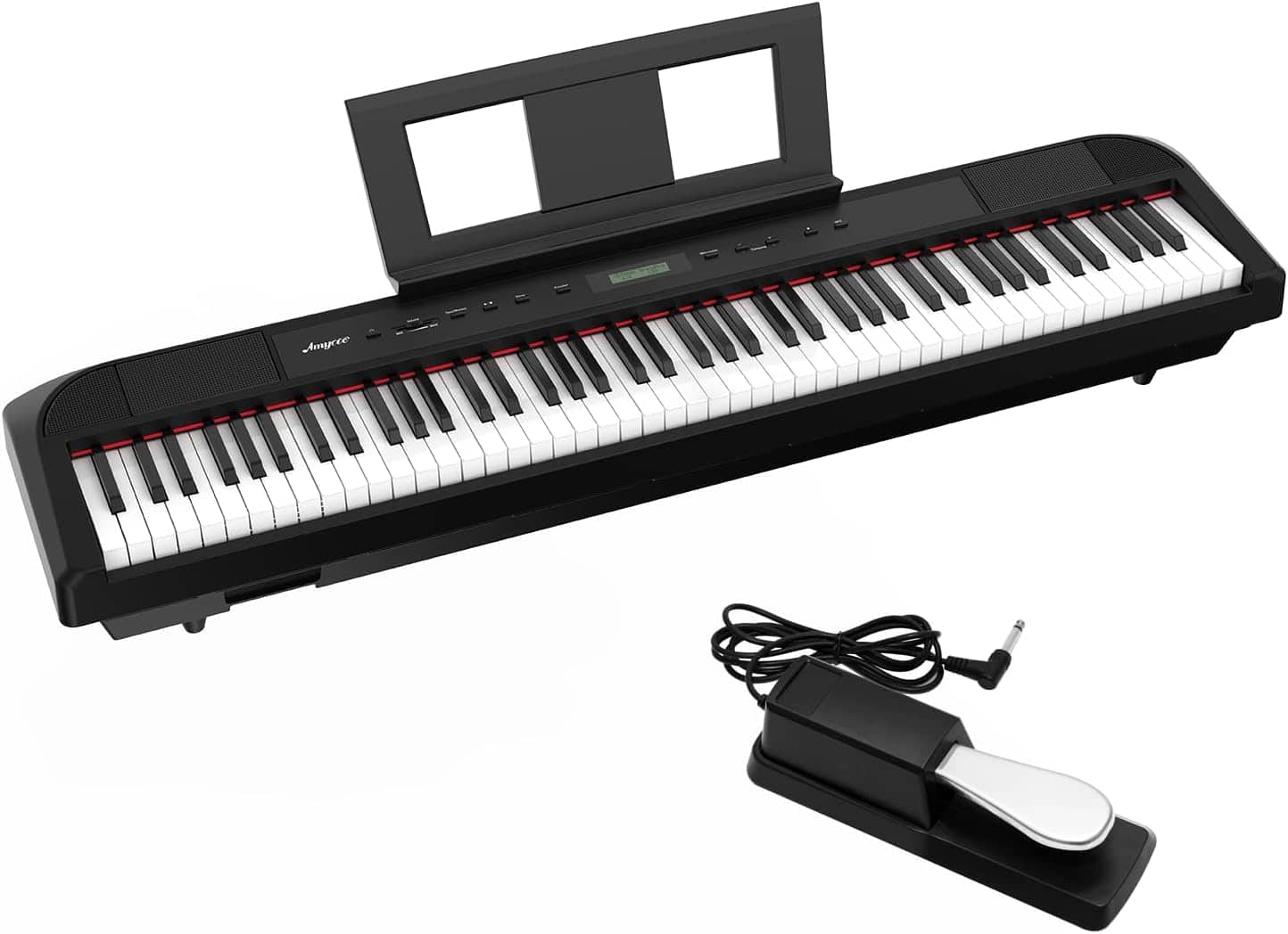 Homhougo - 88-Key Portable Weighted Digital Piano, Hammer-Action Keys, Bluetooth, Powerful Speakers