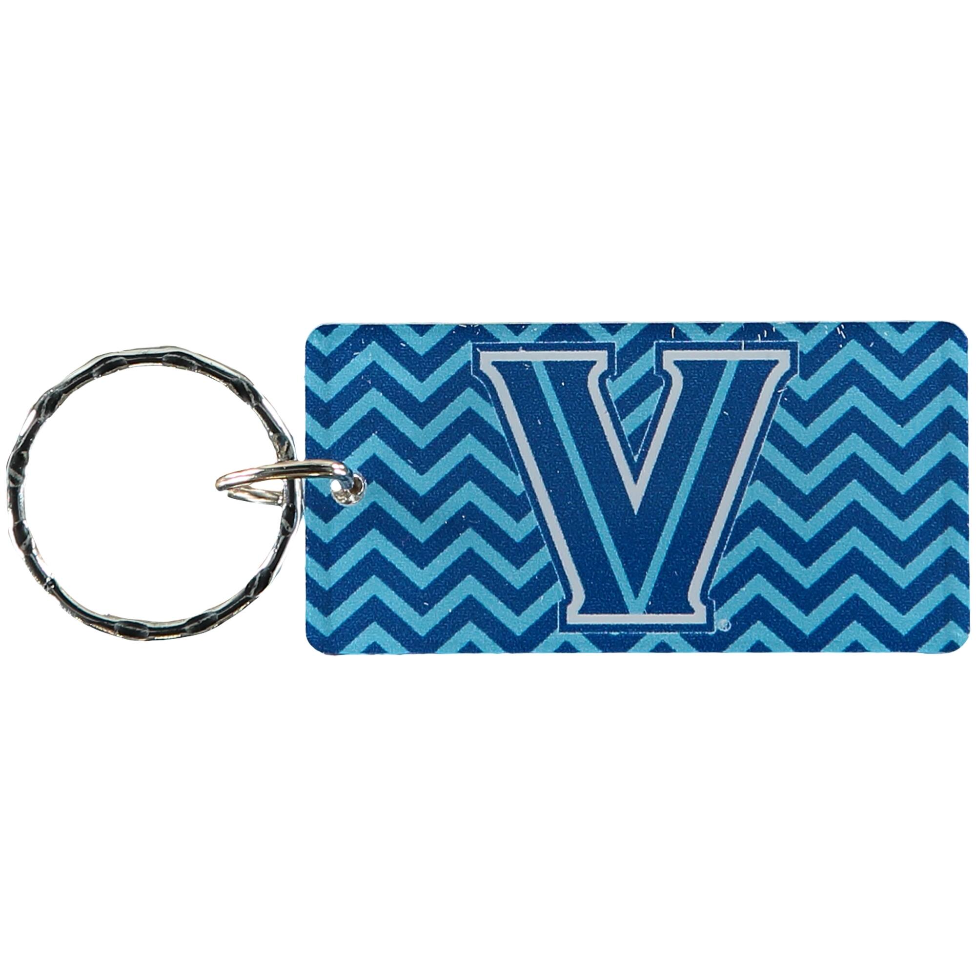 Front. Stockdale - Villanova Wildcats Chevron Printed Acrylic Team Color Logo Keychain - Multicolor.