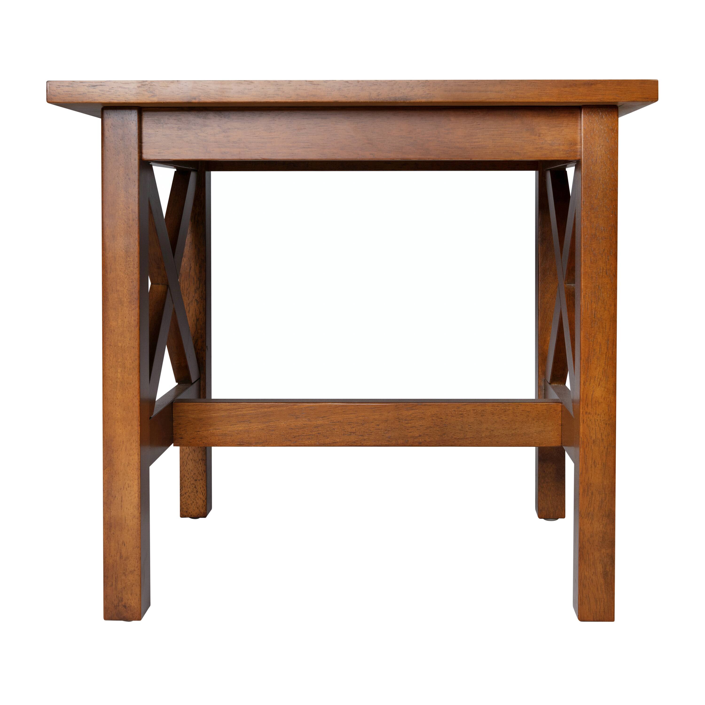 Angle. Flash Furniture - Jasper Farmhouse Style Solid Wood End Table with Traditional X-Frame Design in Walnut - Brown.