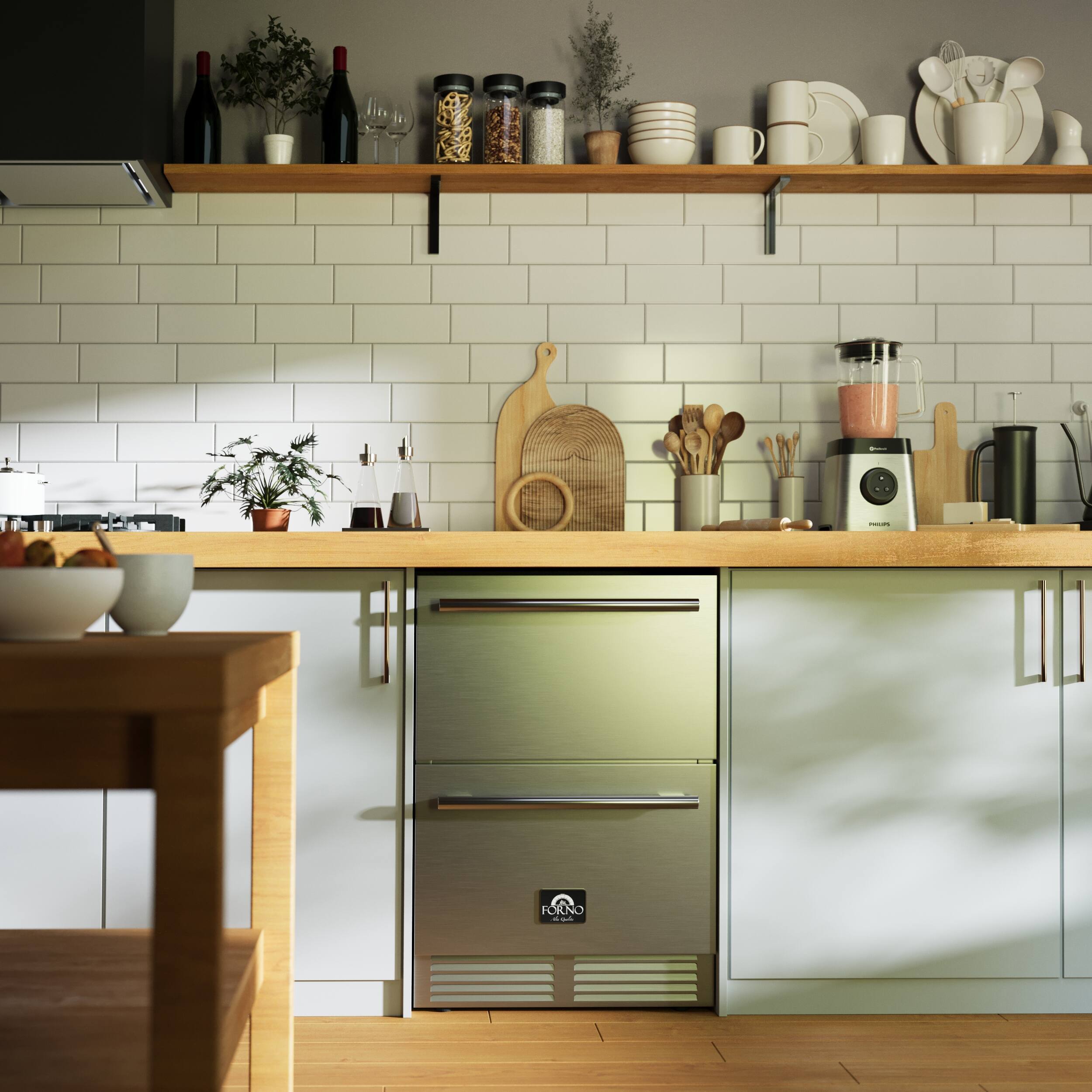 Alt View 8. Forno Appliances - Como 4.87 Cu. Ft. Compact Counter-Depth Drawer Refrigerator for Indoor or Outdoor Use - Stainless Steel.