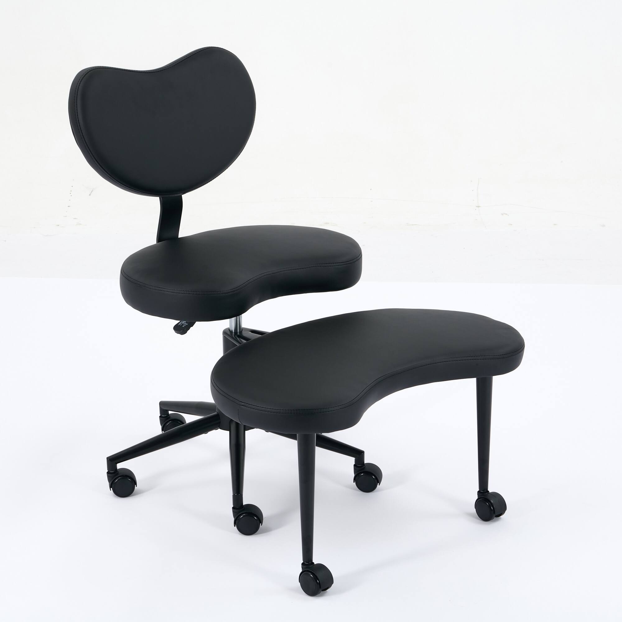 Back. GOODSILO - Meditation Chair with Wheels & Lumbar Support | Cross Legged Desk Chair for Fidgety Sitters | Adjustable Stool - Black.