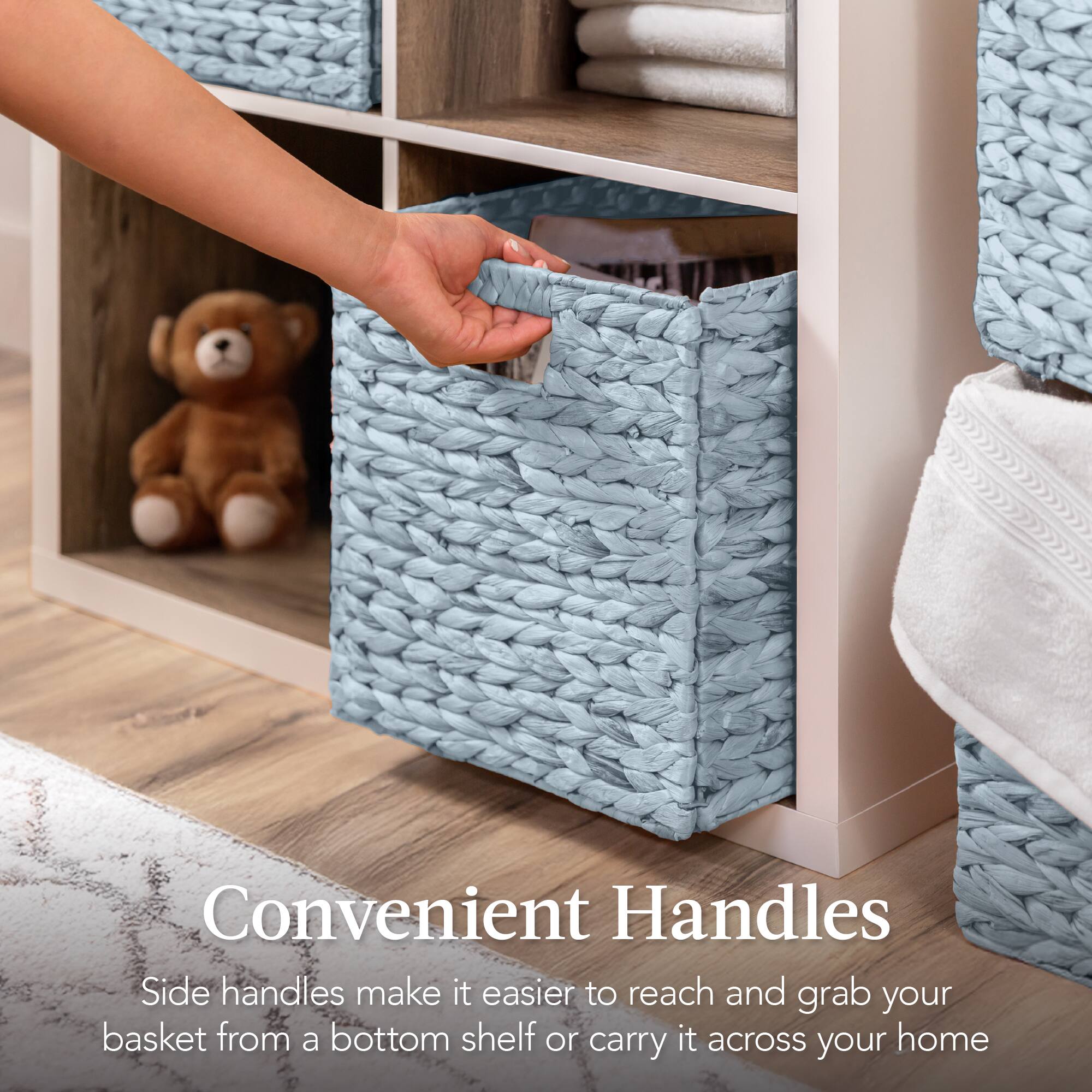 Convenient Handles

Side handles make it easier to reach and grab your basket from a bottom shelf or carry it across your home