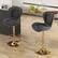 Alt View 1. Costway - Adjustable Metal Bar Stool Set of 2 leatherette Bar Chairs with Padded Seat & Footrest - Gray + Gold.