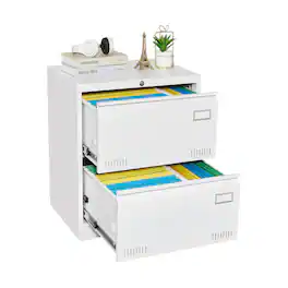 HTUTWOO - 2 Drawer Lateral File Cabinet with Lock - Office Vertical File Cabinet for Home Office, Legal, A4,Assembly Required - White