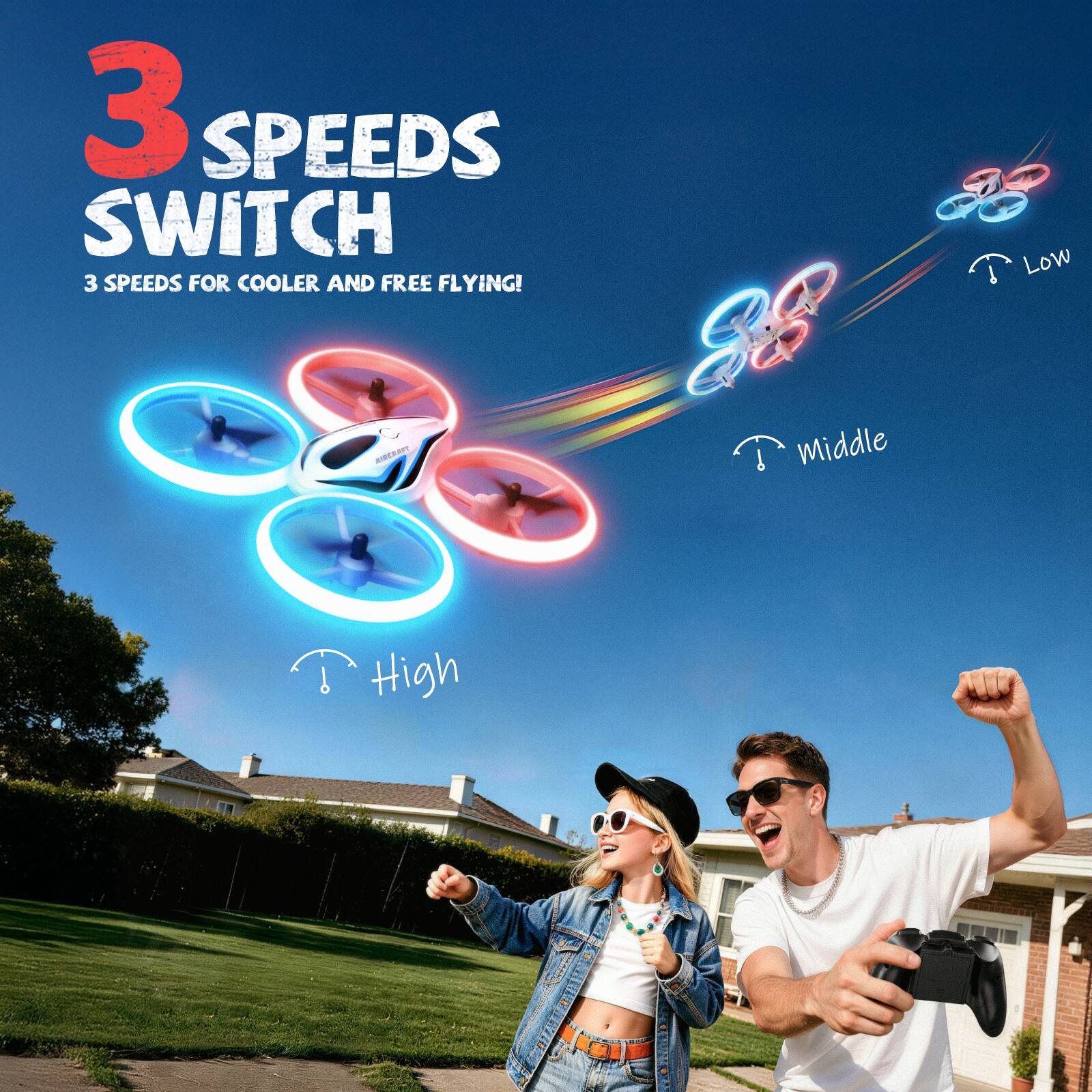 3 SPEEDS SWITCH  
3 SPEEDS FOR COOLER AND FREE FLYING!  
AIAT S8  
Low  
Middle  
High