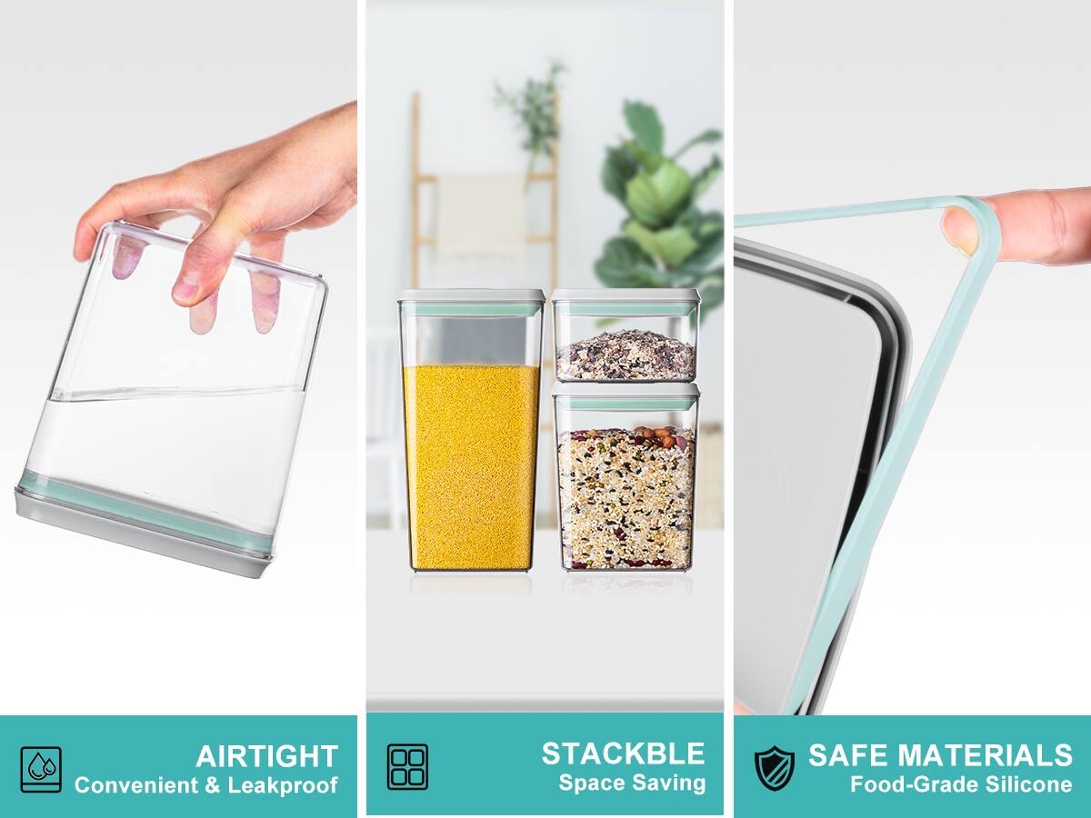 AIRTIGHT  
Convenient & Leakproof  

STACKBLE  
Space Saving  

SAFE MATERIALS  
Food-Grade Silicone