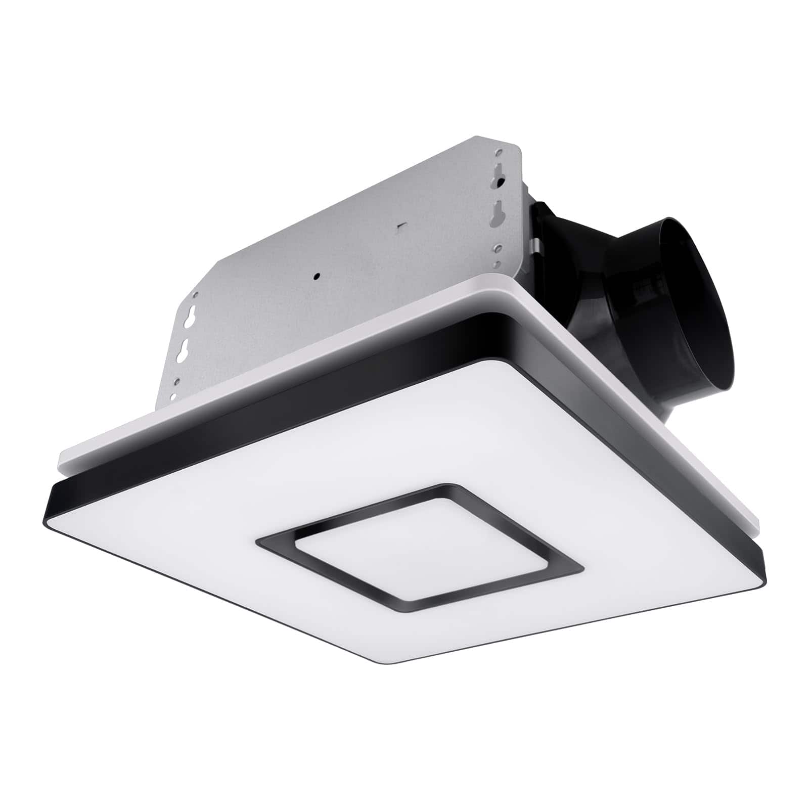 Akicon - 1390N2 Series Decorative Fan Speed 90 CFM Ceiling Bathroom Exhaust Fan with 18 Watt Dimmable 3CCT LED Light Square - Black