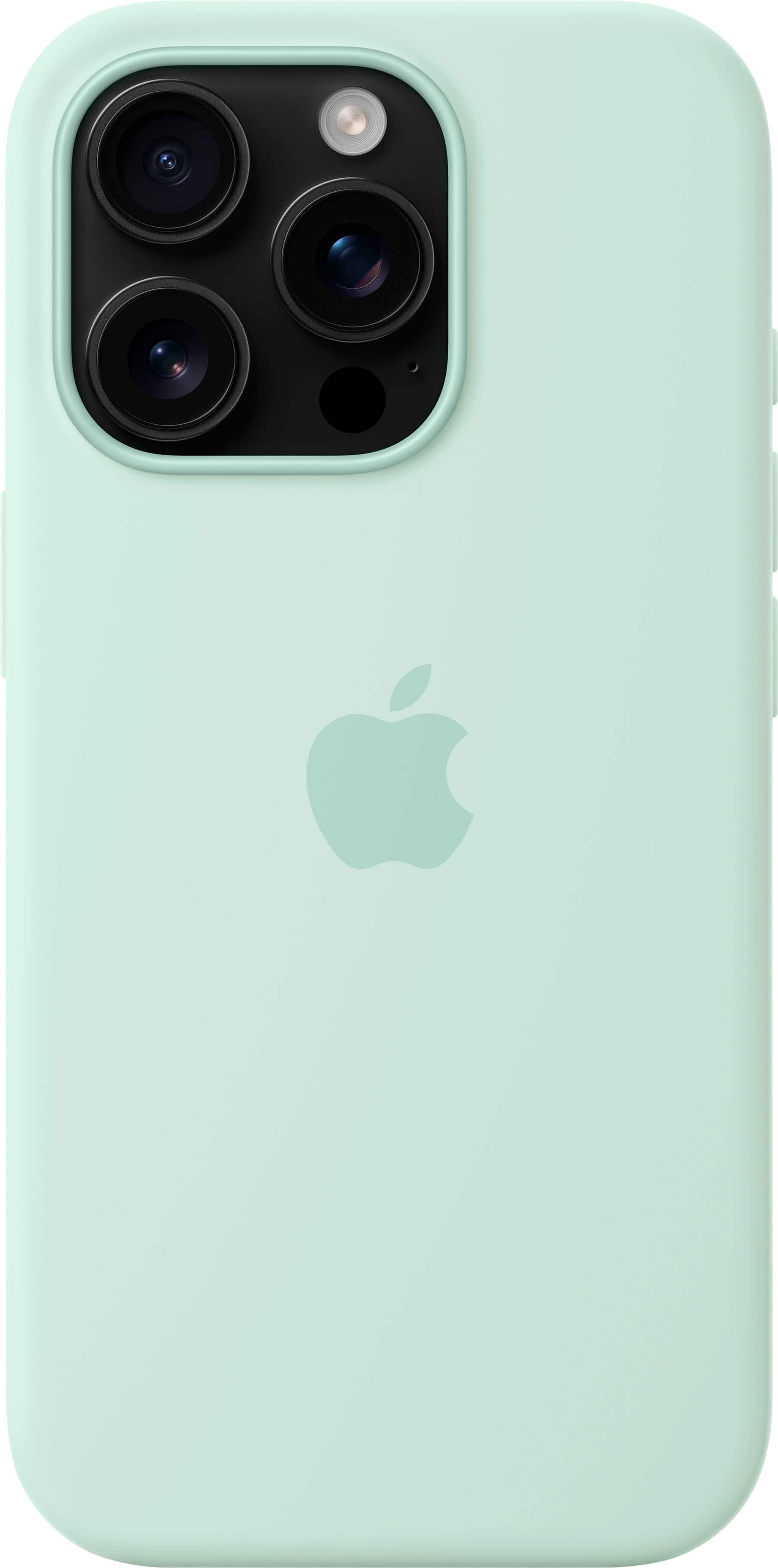 Back. Apple - iPhone 16 Pro Silicone Case with MagSafe - Aquamarine.
