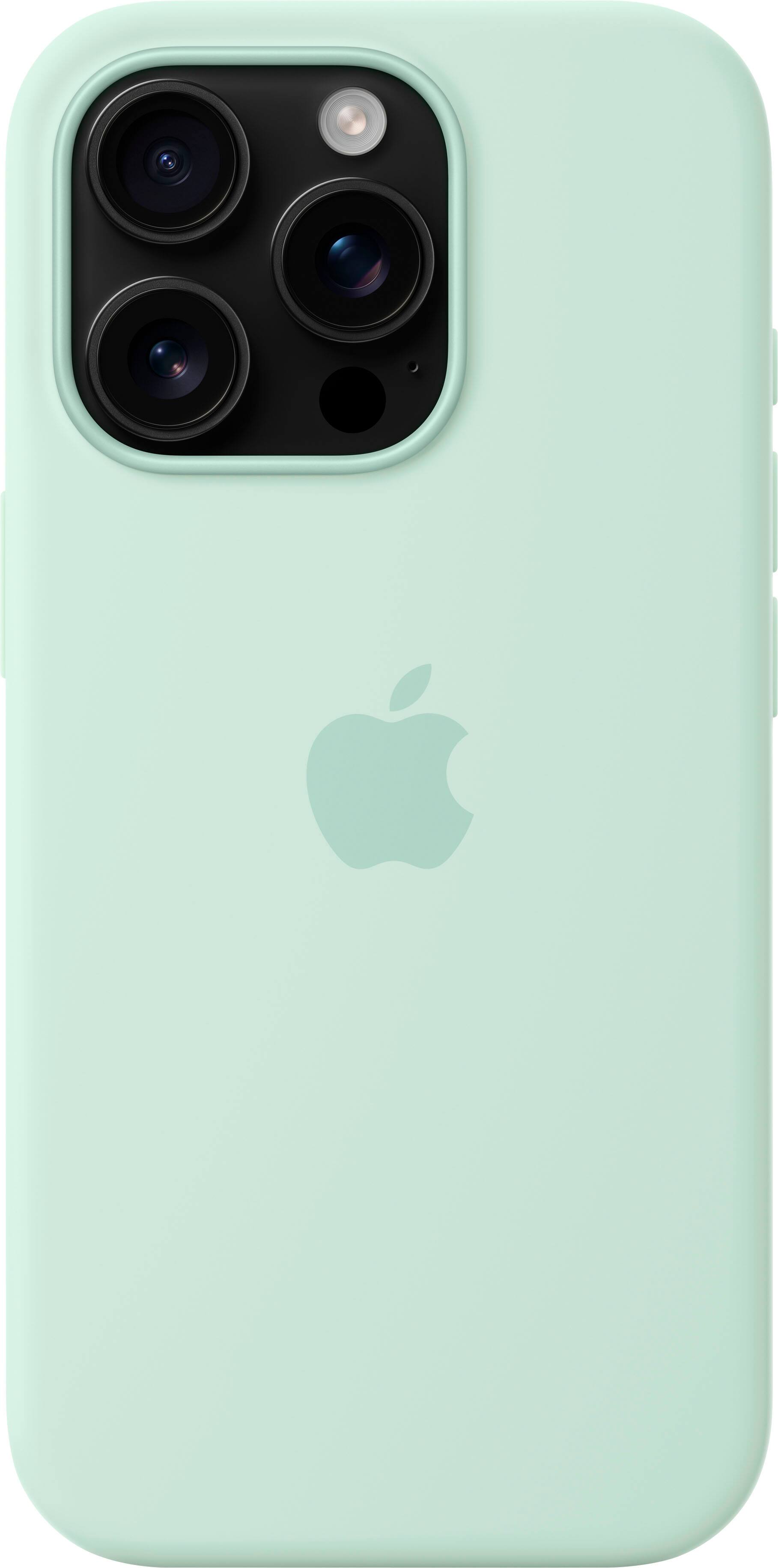 Back. Apple - iPhone 16 Pro Silicone Case with MagSafe - Aquamarine.