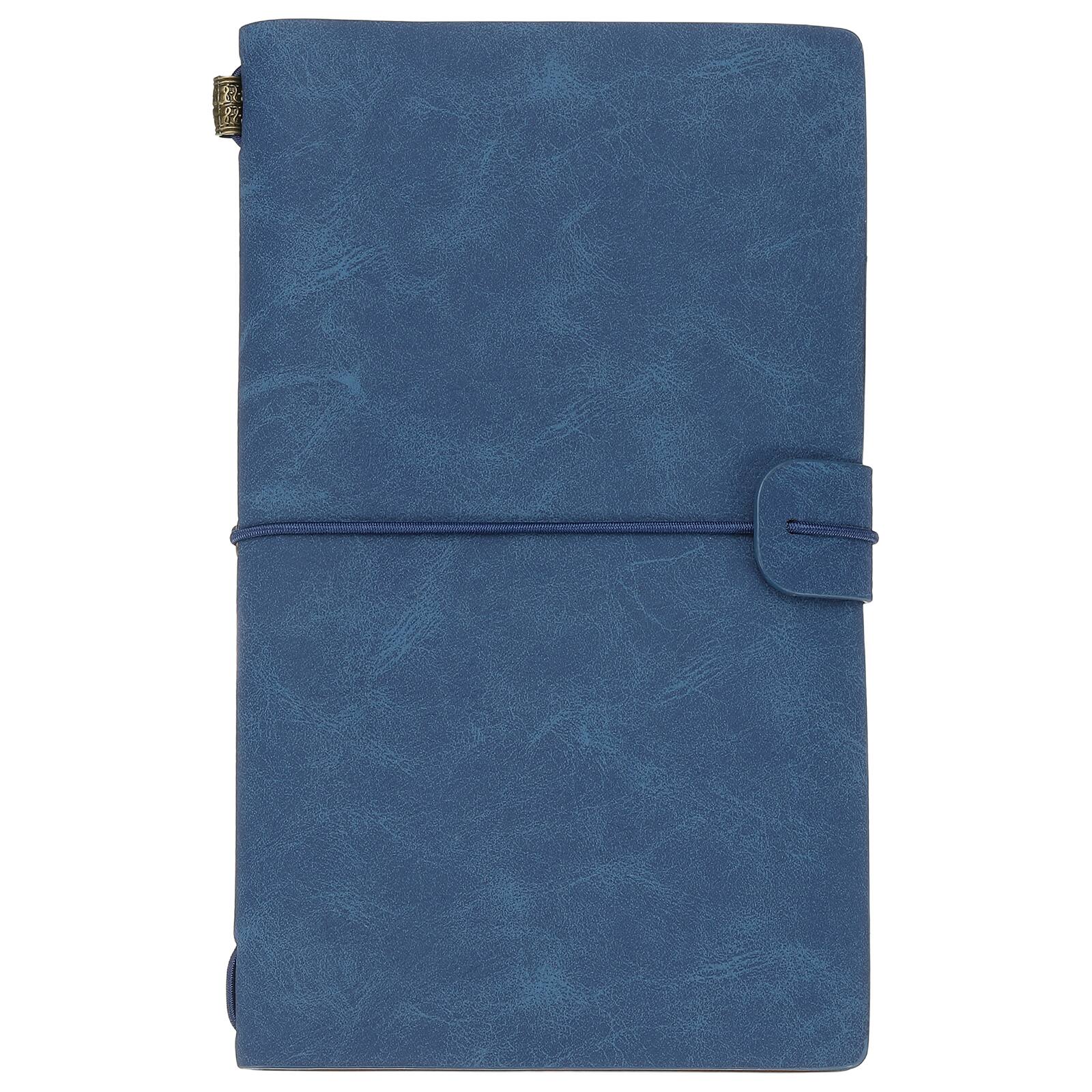 Unique Bargains - 1pc Vintage Retro PU Leather Notebook, Refillable Travel Journal Notebook for Diary Planner, Compact - Blue
