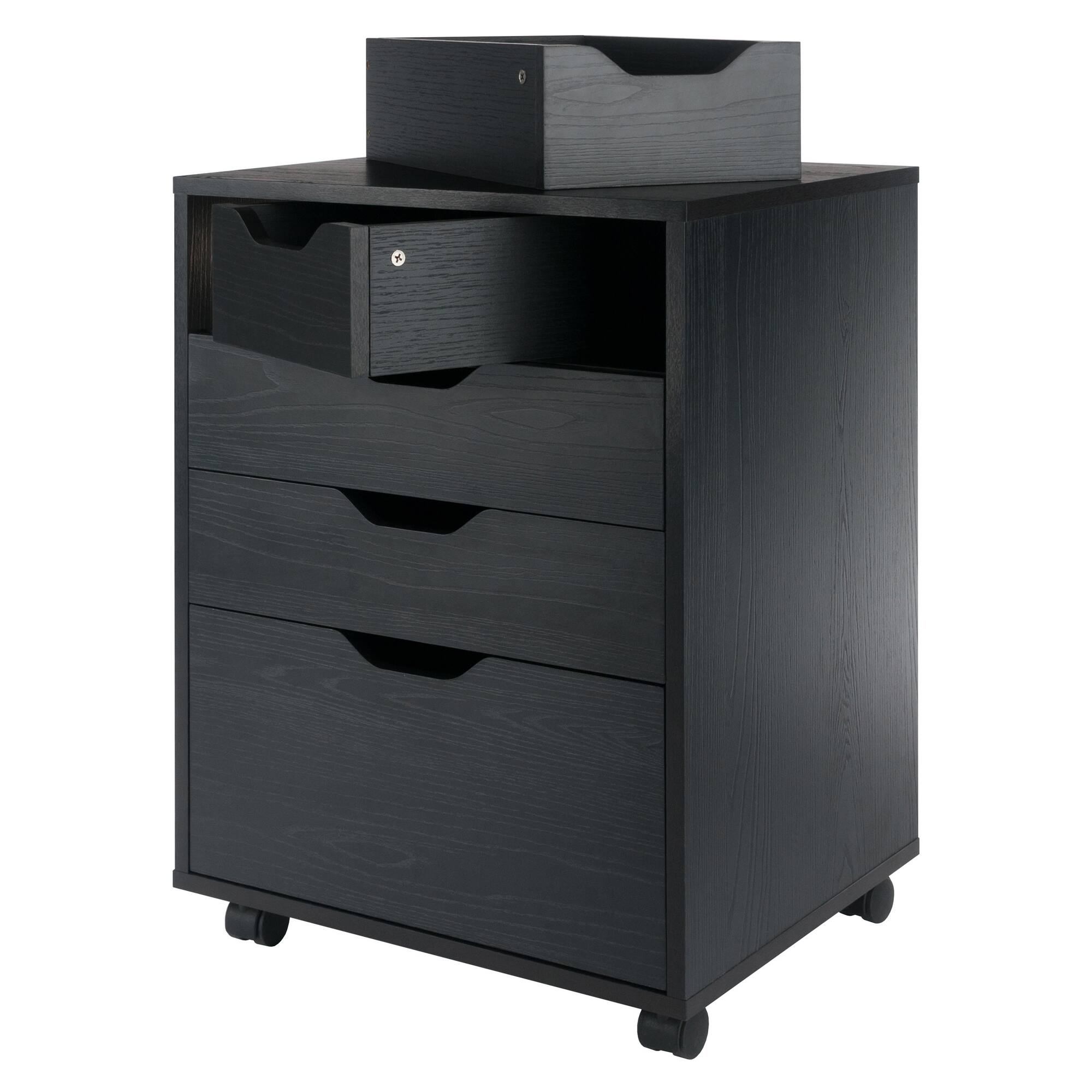 Alt View 3. Winsome Wood - Halifax Bins & Drawers Storage Mobile Cabinet - Black.
