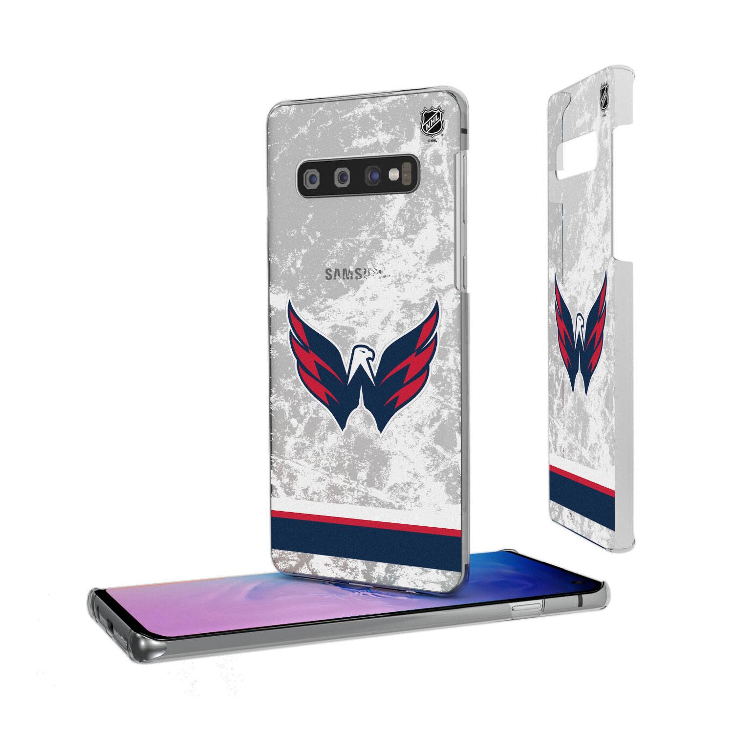 The text on the image is:

- "SAMSUNG" (on the phone case)
- "NHL" (on the phone case, near the top)