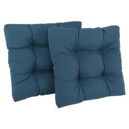 Blazing Needles - 19-inch Squared Twill Tufted Dining Chair Cushion (Set of Two) - Indigo