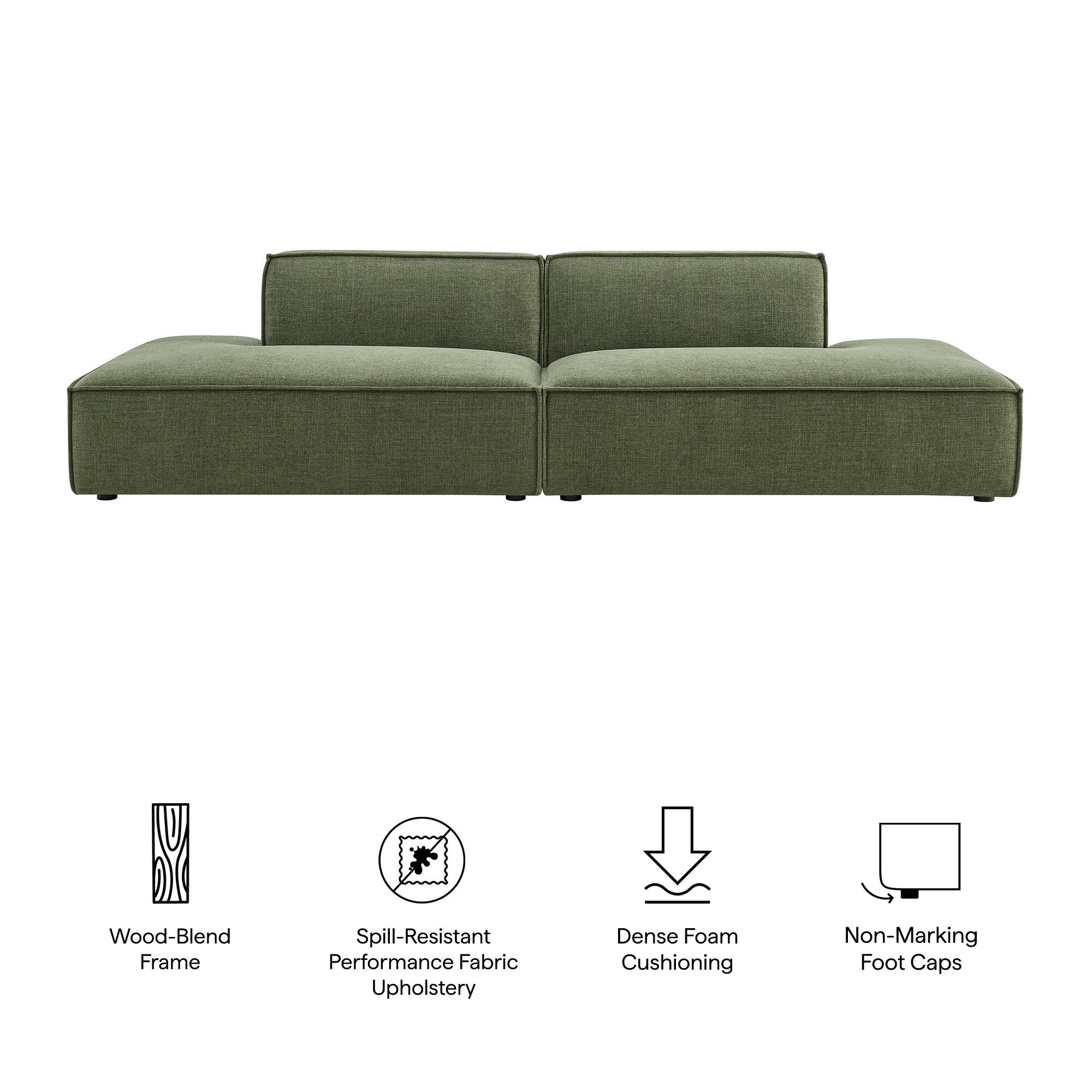Wood-Blend Frame  
Spill-Resistant Performance Fabric Upholstery  
Dense Foam Cushioning  
Non-Marking Foot Caps