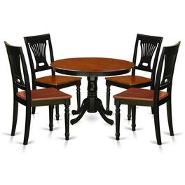 East West Furniture - 5 Pc set with a Round Small Table and 4 Wood Dinette Chairs in Black and Cherry - Black & Cherry