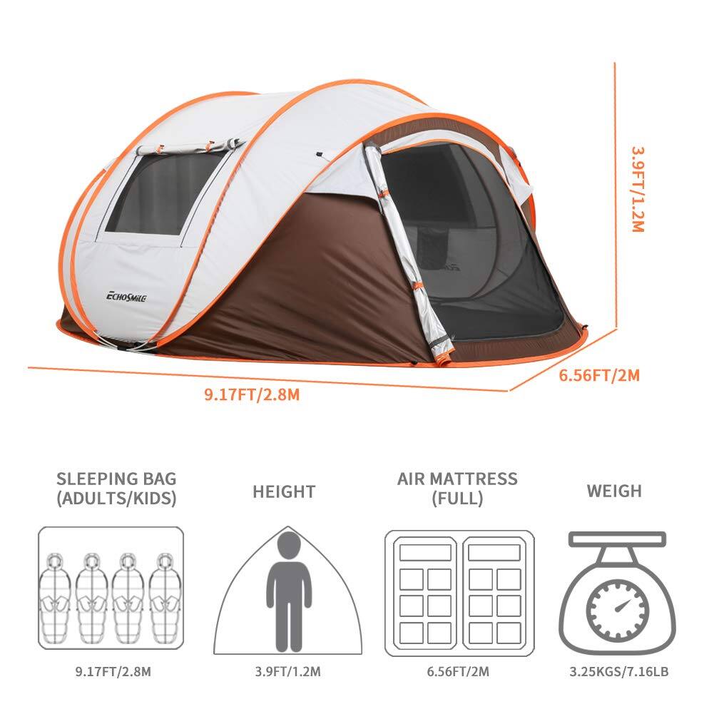 The corrected text is:

- 3.9FT/1.2M
- 9.17FT/2.8M
- 6.56FT/2M
- Sleeping Bag (Adults/Kids): 9.17FT/2.8M
- Height: 3.9FT/1.2M
- Air Mattress (Full): 6.56FT/2M
- Weight: 3.25KGS/7.16LB