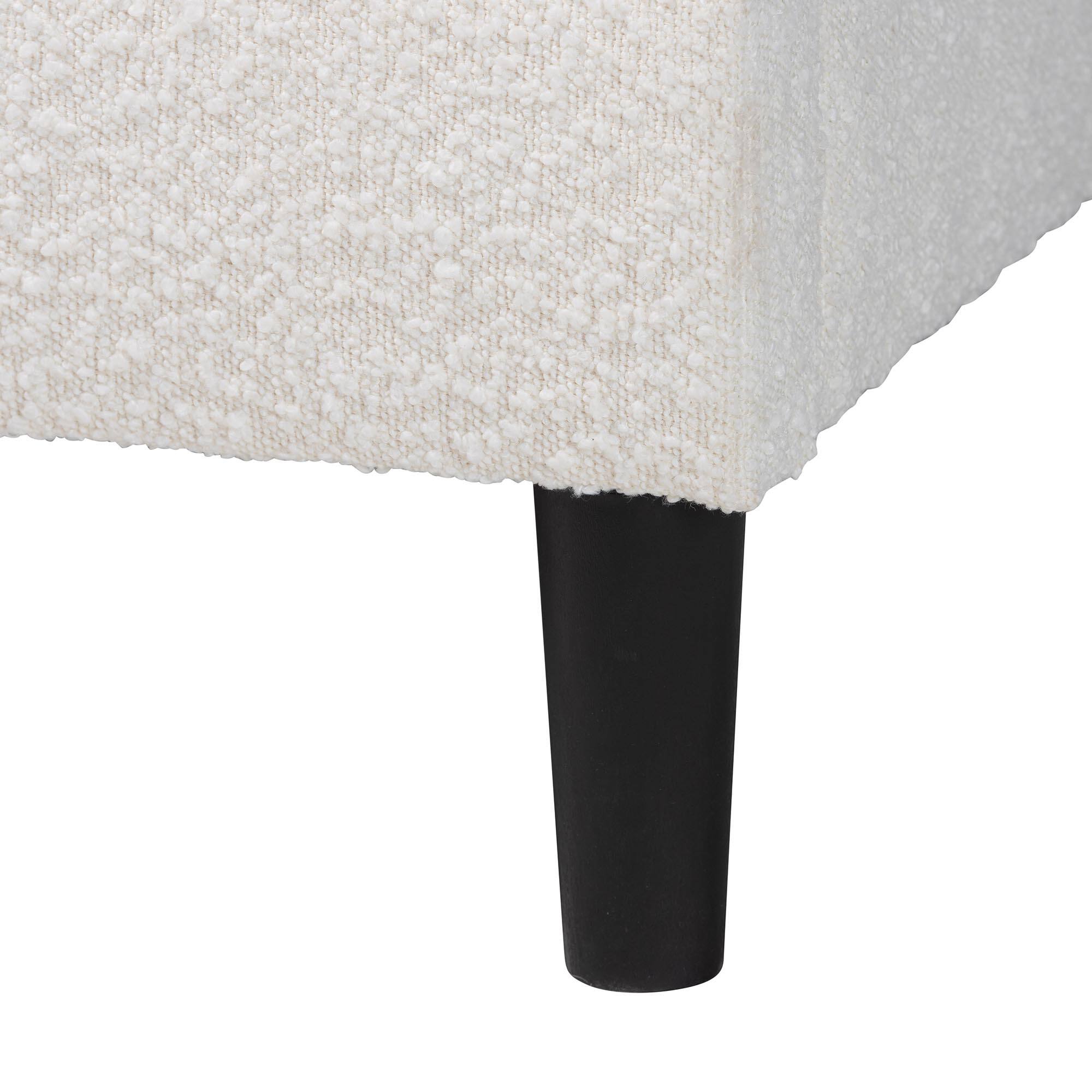 Alt View 1. Baxton Studio - Albion Boucle Upholstered Platform Bed – Soft Fabric Queen Size Bed Frame with Padded Headboard - Cream.