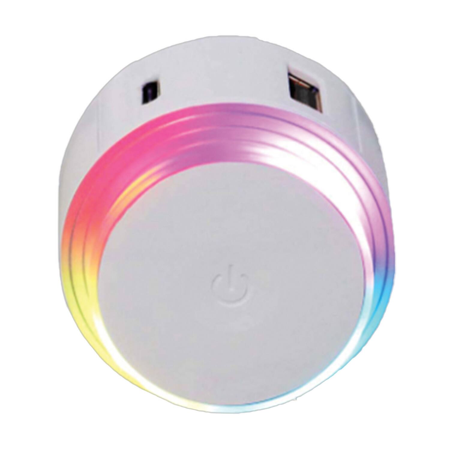 Back. Ciao Tech - USB-A and USB-C Port Wall Charger with RGB Lighting - White.