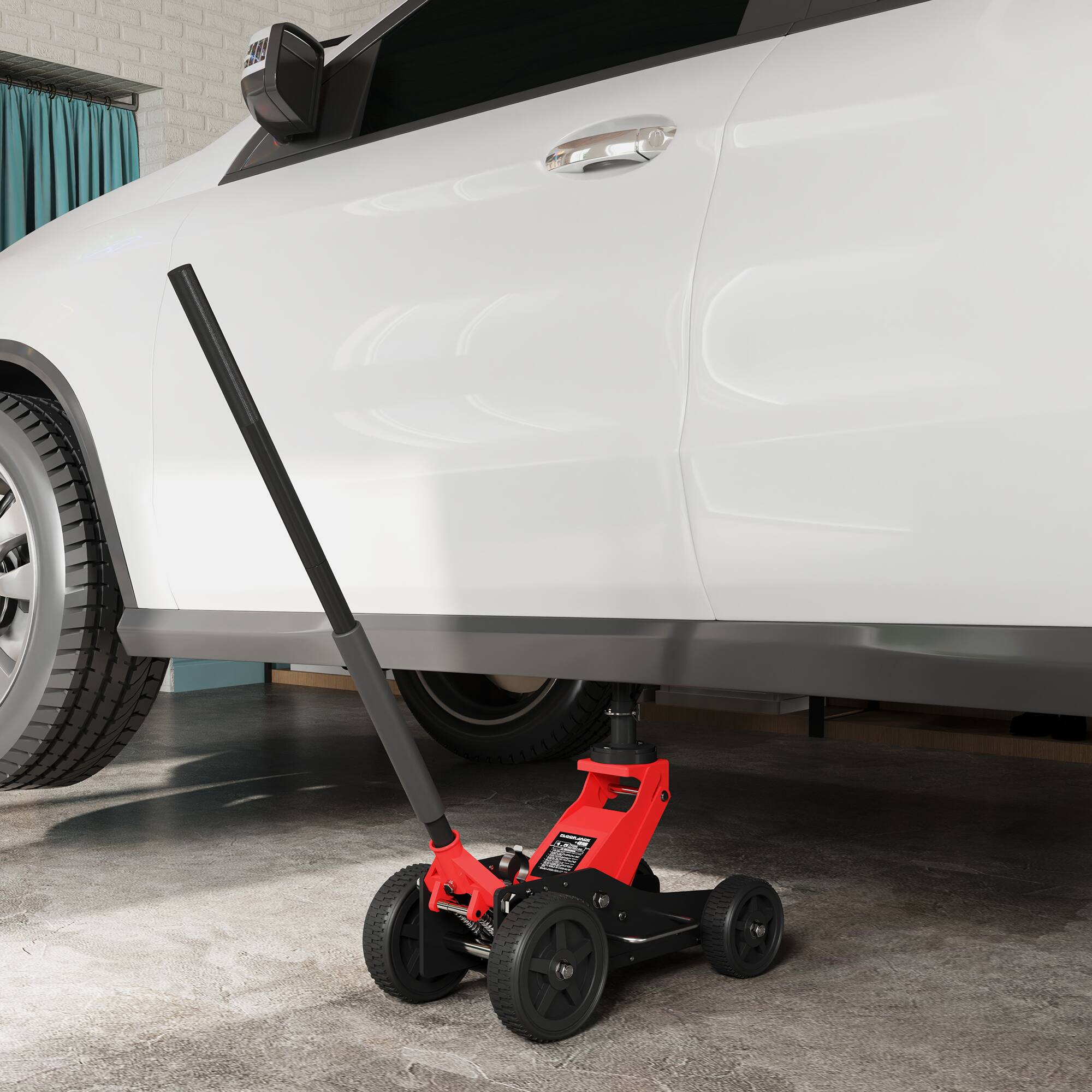 Alt View 1. Homcom - 1.5 Ton Big Wheel Off-Road Jack (3300 lbs), Hydraulic Car Jack, Heavy Duty Steel Vehicle Lift Floor Jack - Red.