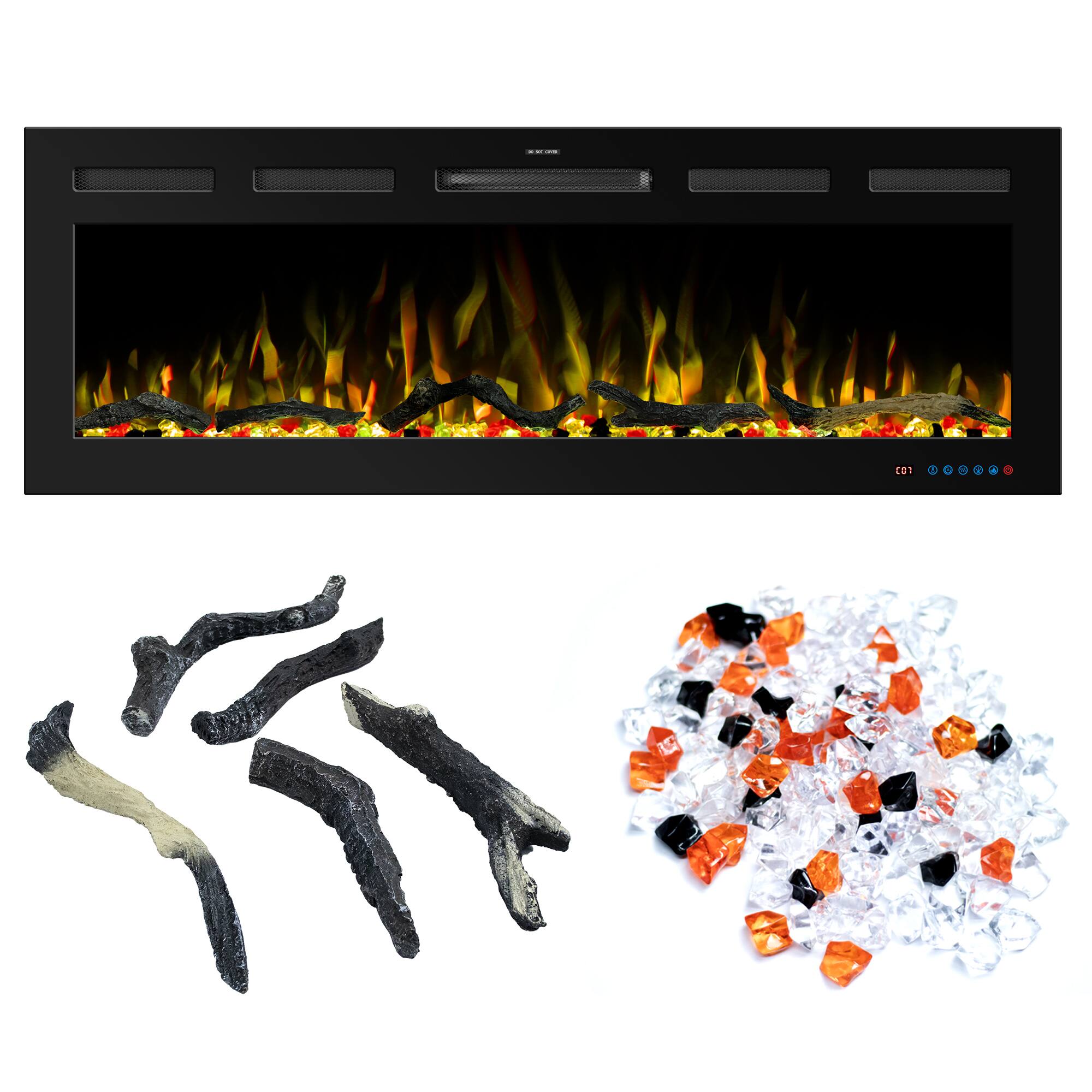 Alt View 3. Ihomeadore - 42" Smart Recessed Wall-Mounted Electric Fireplace Insert with APP and Remote, Multi-Color Flame & Speed - Black.