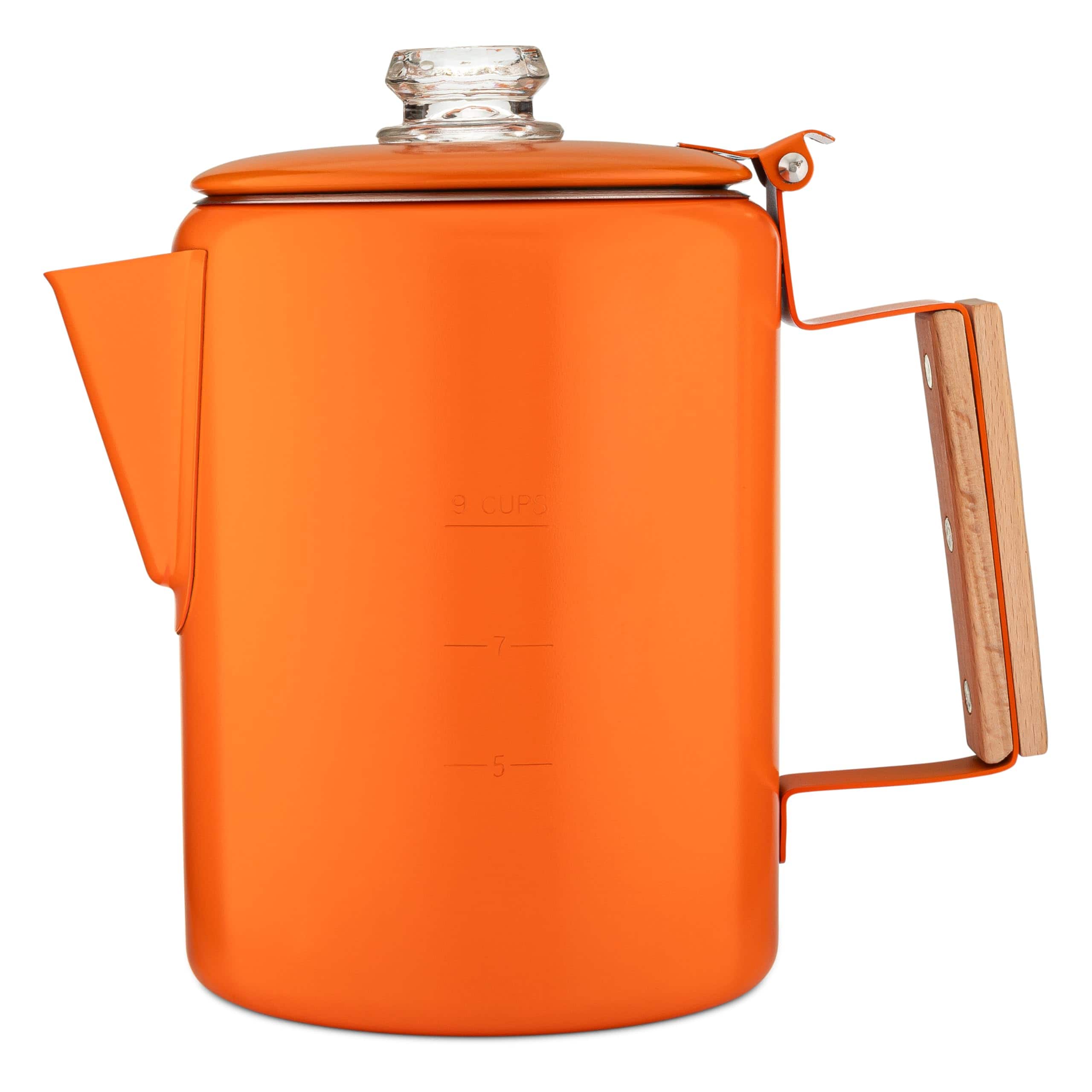 Dapper Styles - Bozeman Camping Coffee Pot - Makers Percolator - America' Sleekest No Aluminum Or Plastic () - Orange
