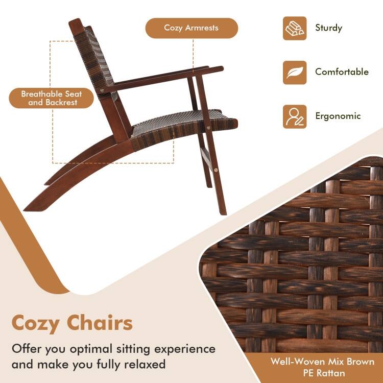 Cozy Chairs

Offer you optimal sitting experience and make you fully relaxed

- Cozy Armrests
- Breathable Seat and Backrest
- Sturdy
- Comfortable
- Ergonomic

Well-Woven Mix Brown PE Rattan