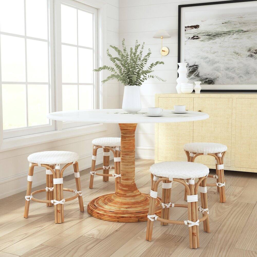 Alt View 4. Butler Specialty - Tobias Rattan Round 18" Stool - White.