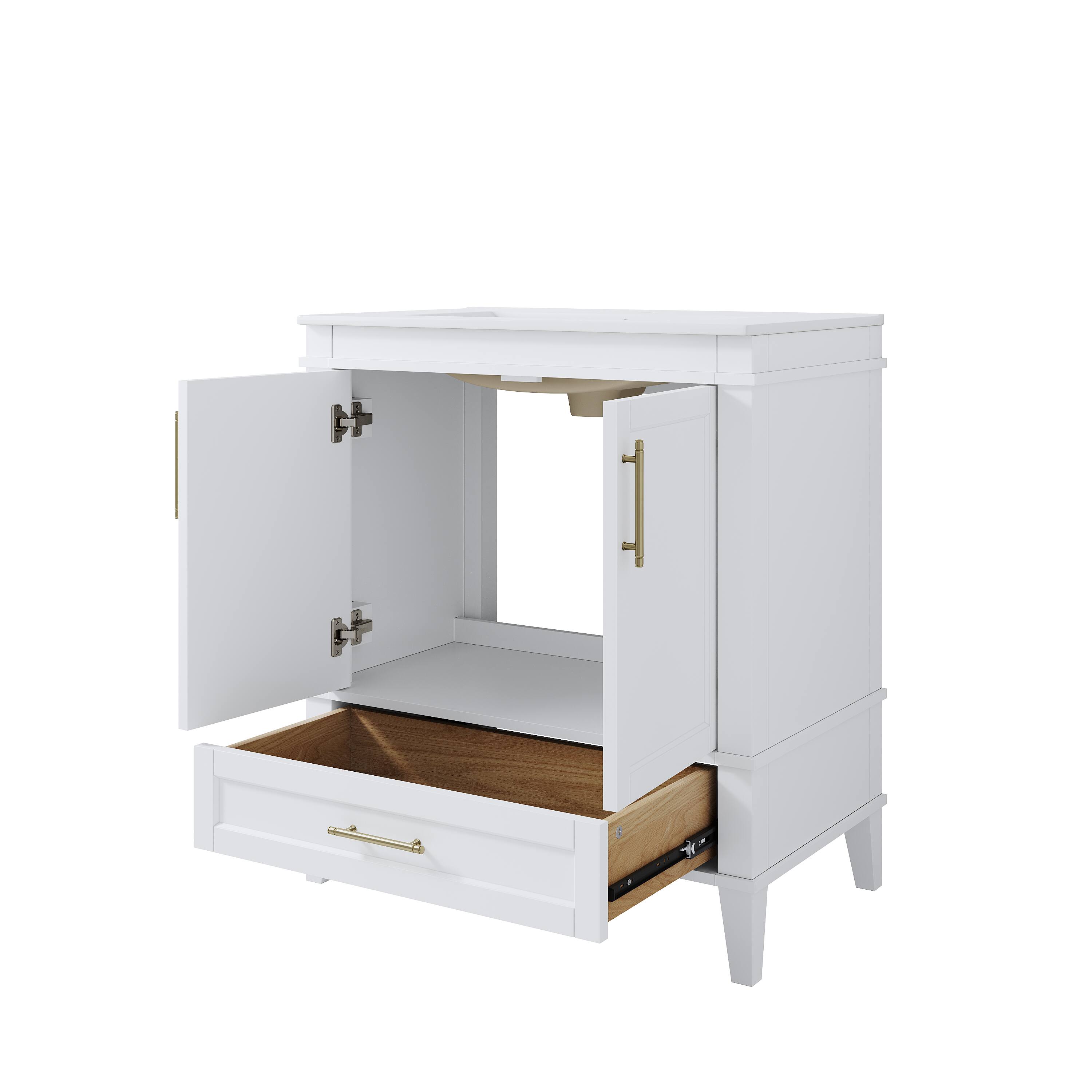 Alt View 9. WELLFOR - FENE 30 in. Solid Wood Bath Vanity with Countertop Basin, Single Sink - White.