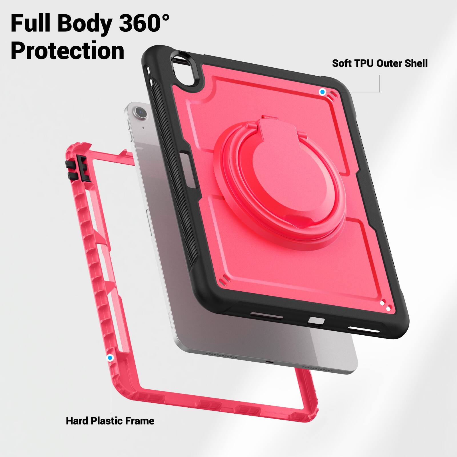 Full Body 360° Protection  
Soft TPU Outer Shell  
Hard Plastic Frame