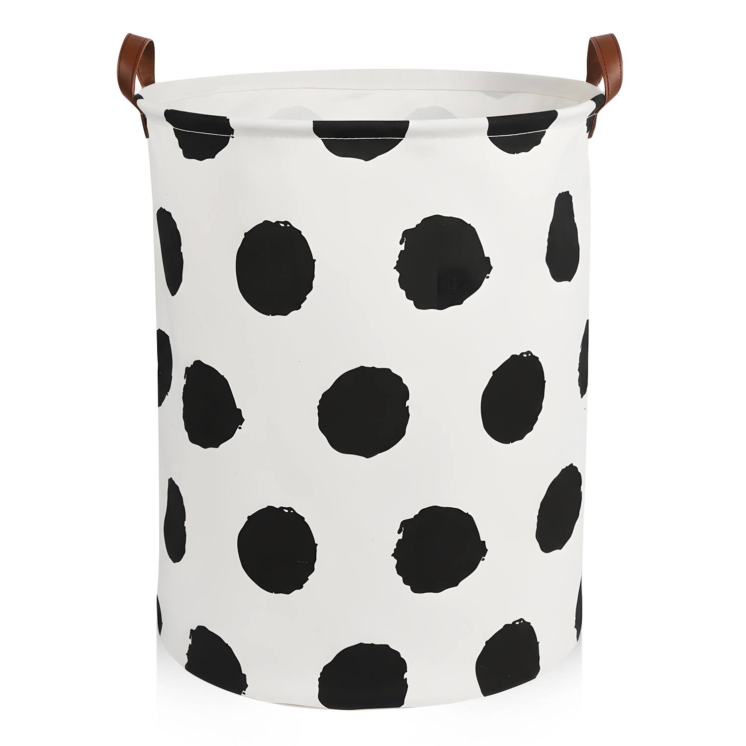 Garnen - Kids Laundry Basket Collapsible 80L Foldable Laundry Hamper, Polka Dot Dirty Clothes Hamper Toy Storage Organizer Bin - Black|White