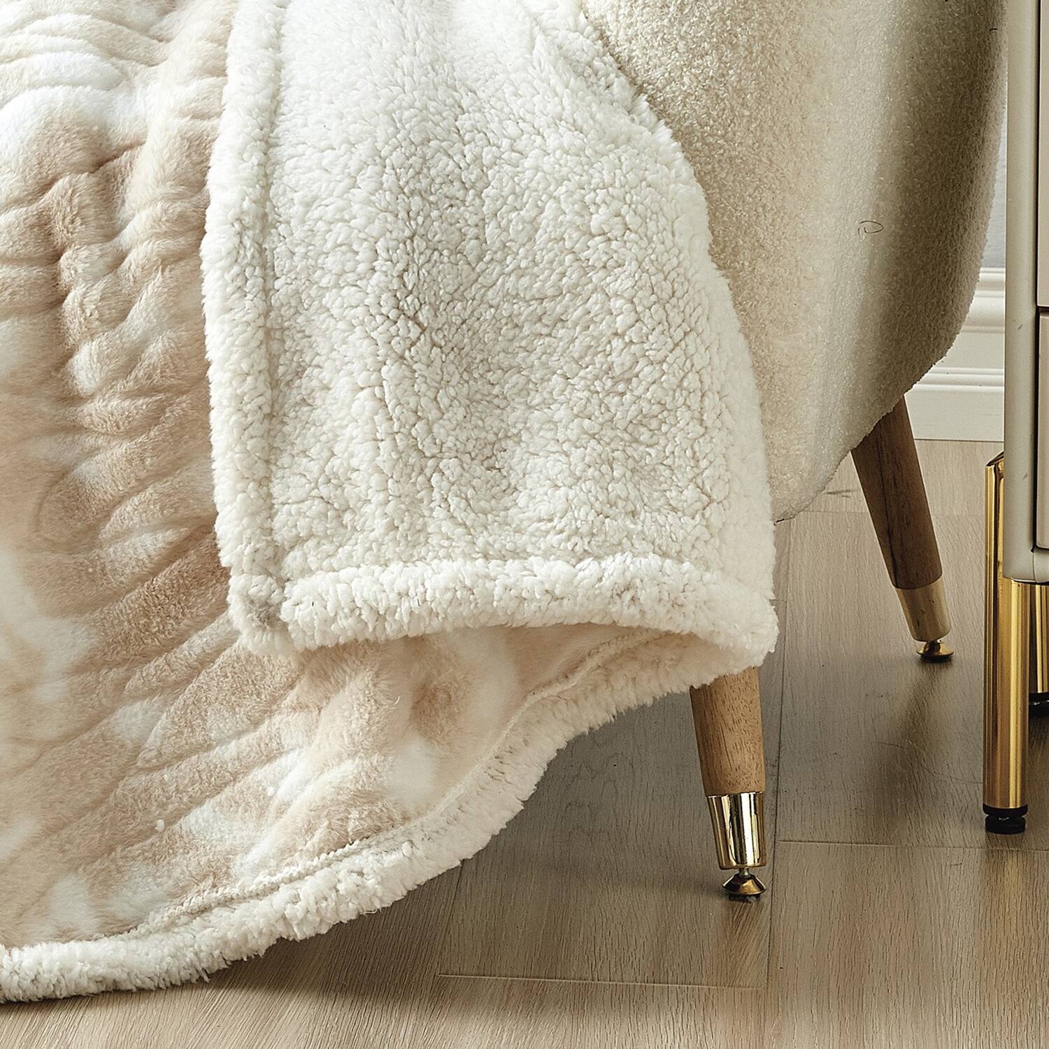 Alt View 2. Noble House - Plazatex Alaska Sherpa Decorative Super Soft Throw Blanket for Sleep/Decor 2 Pack 50" x 60" Beige - Beige.