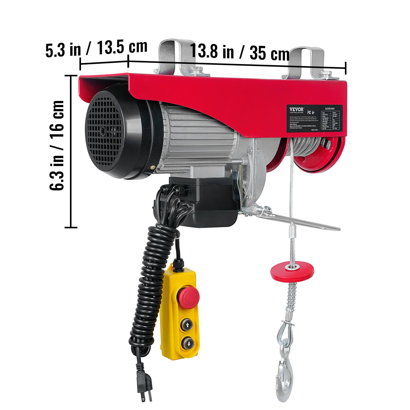 5.3 in / 13.5 cm  
13.8 in / 35 cm  
6.3 in / 16 cm