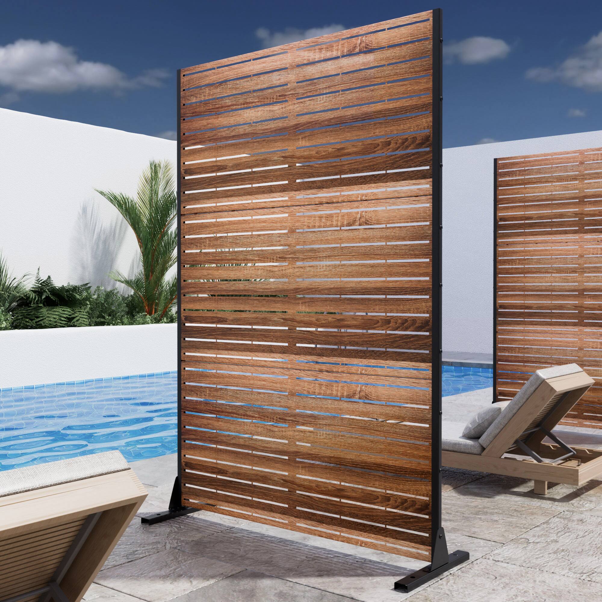 Alt View 3. PexFix - 72 in. x 47 in. Veneer Pattern Metal Outdoor Privacy Screen & Panels, Freestanding Garden Divider Fence - Natural.
