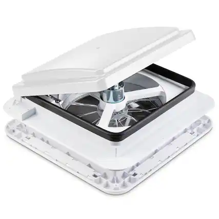 Front. Hike Crew - 11” RV Roof Vent Fan, 12V Intake & Exhaust Manual Camper Fan - White.