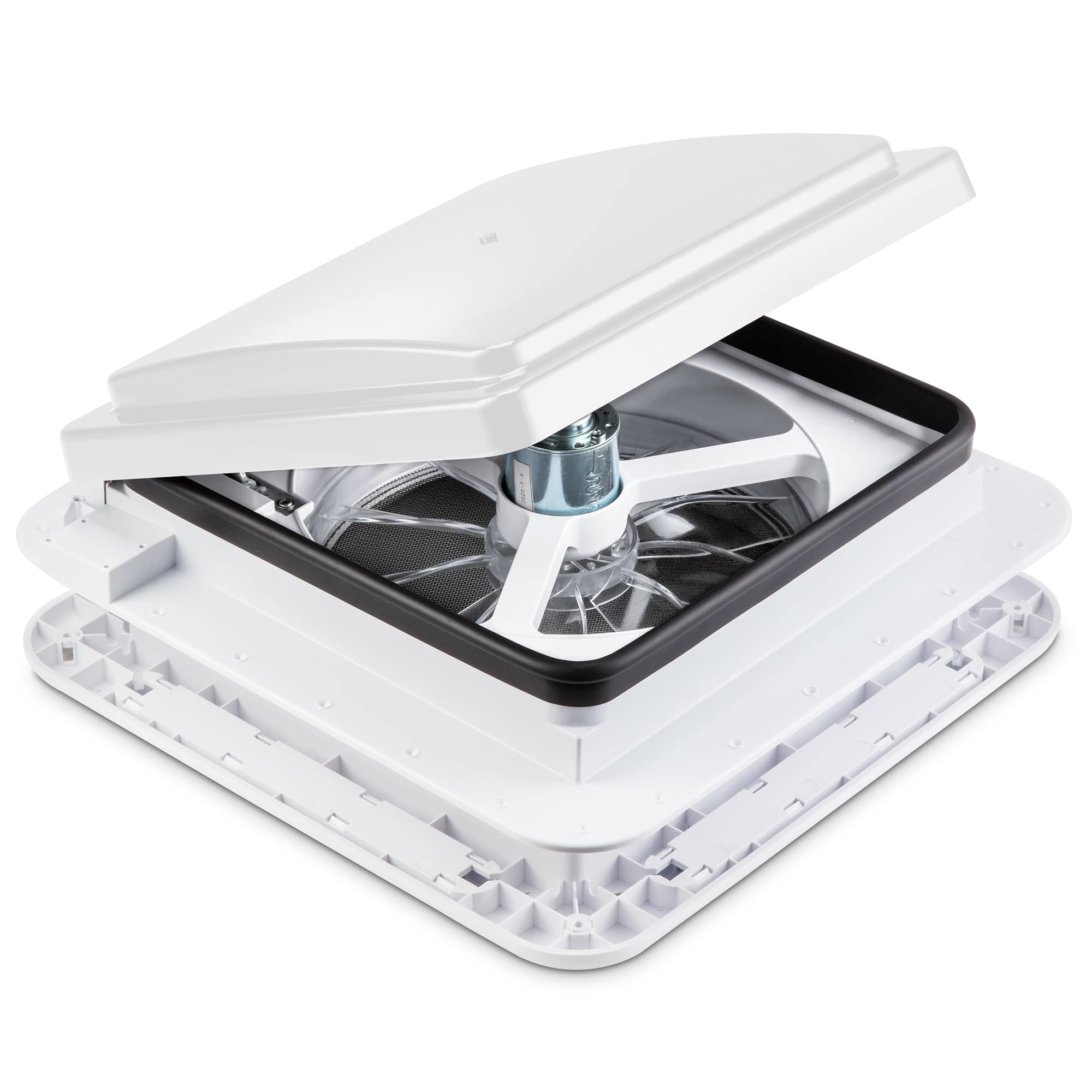 Front. Hike Crew - 11” RV Roof Vent Fan, 12V Intake & Exhaust Manual Camper Fan - White.