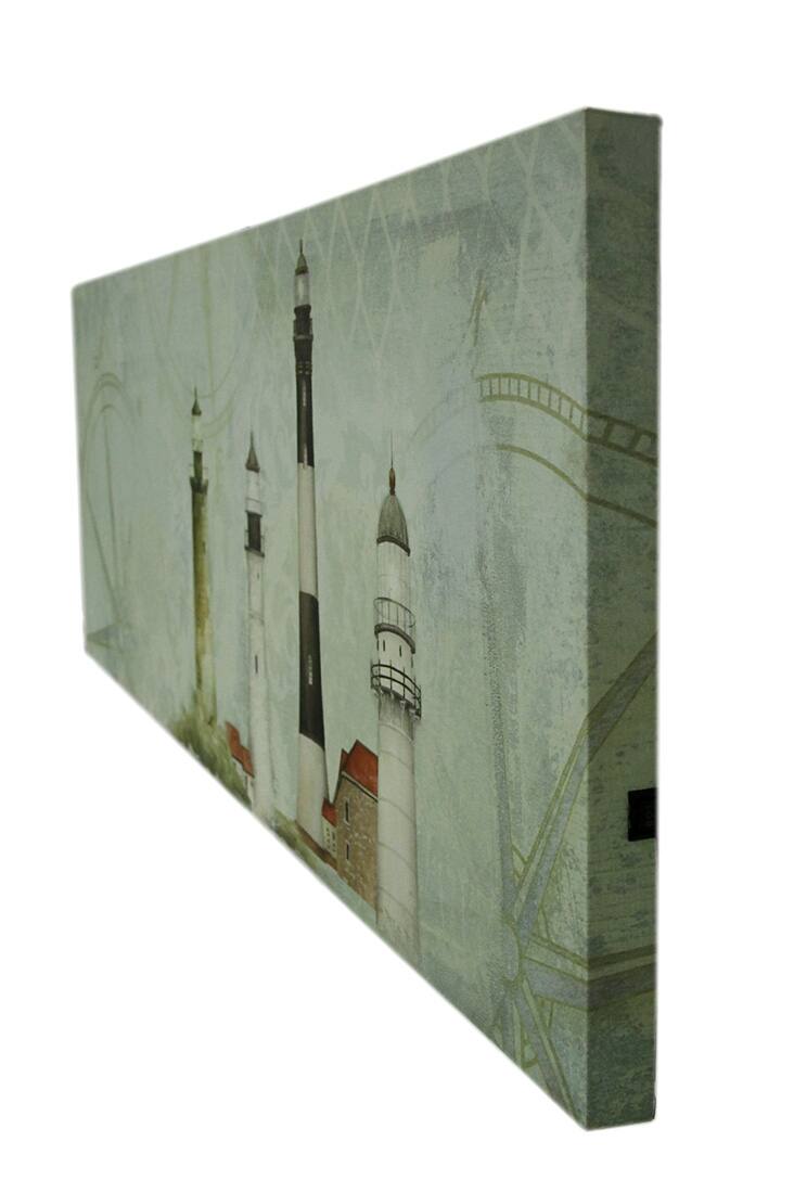 Alt View 1. Zeckos - Coastal Lights Mantel Sized Lighthouse LED Canvas Print - Multicolored.