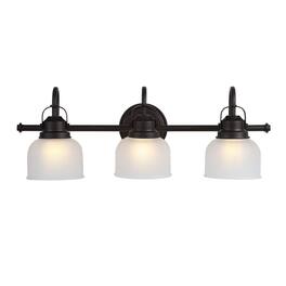 Jonathan Y - Virginia 25.25" 3-Light Metal/Glass LED Vanity Light, Oil Rubbed Bronze - Oil-Rubbed Bronze