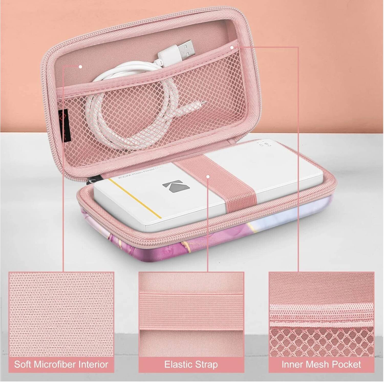 Soft Microfiber Interior  
Elastic Strap  
Inner Mesh Pocket