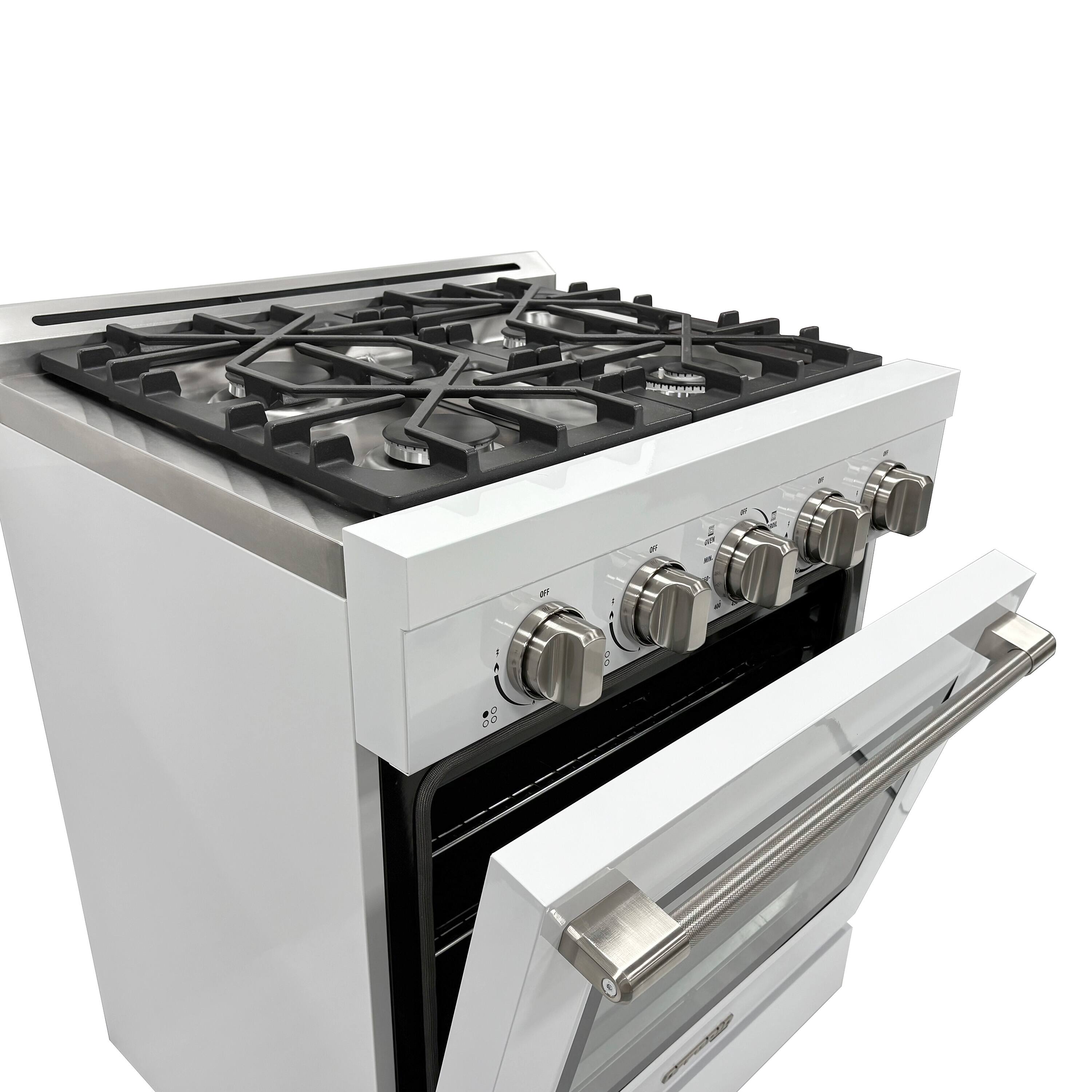 Alt View 3. Unique Appliances - Off-Grid 30 in. Wide 4 Burner 5.1 Cu. Ft. Freestanding LP Gas Range with Waist-High Broiler and Manual Clean - White.