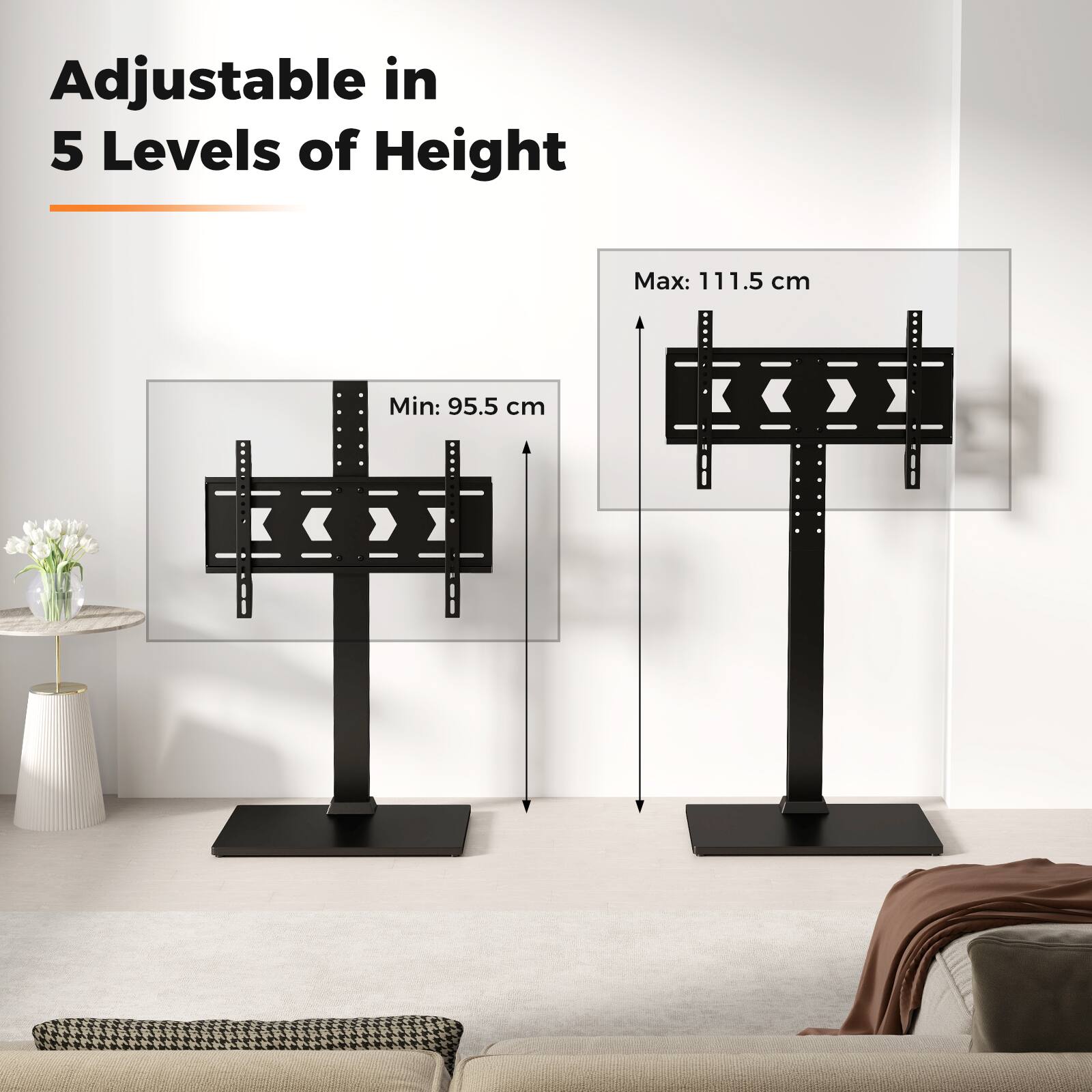 Adjustable in 5 Levels of Height  
Max: 111.5 cm  
Min: 95.5 cm