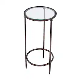Butler Specialty - Lola 11 in. W Round Glass and Metal Side Table - Black