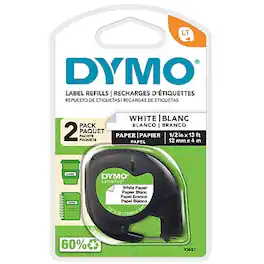 DYMO - LetraTag Label Maker Tape, 1/2" x 13', 2/Pack - Black On White