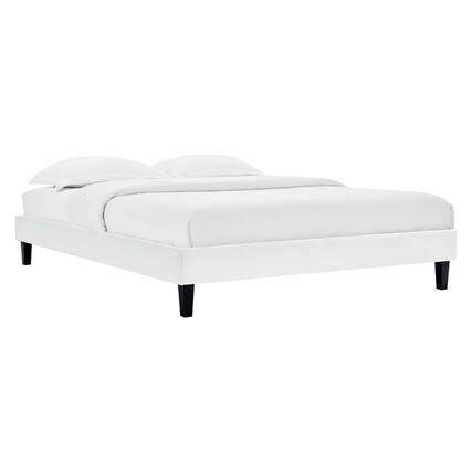 Front. Modway - Reign Performance Velvet Twin Platform Bed Frame - White.