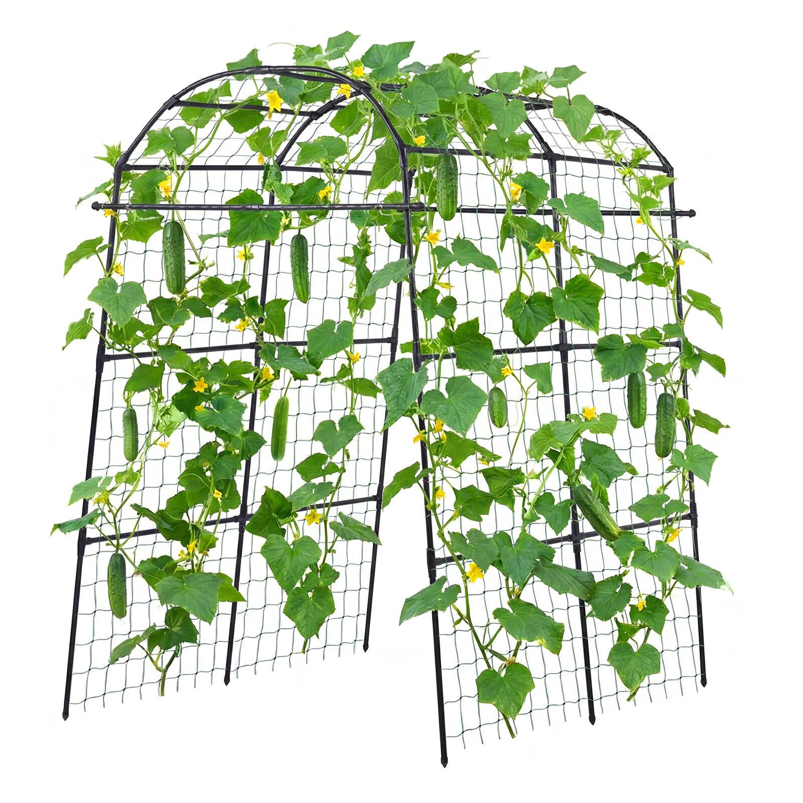 Alt View 5. VEVOR - Cucumber Trellis, U-Shape Garden Trellises for Raised Bed, Metal Arch Plant Support for Vine, Climbing Plants Outdoor - Black.