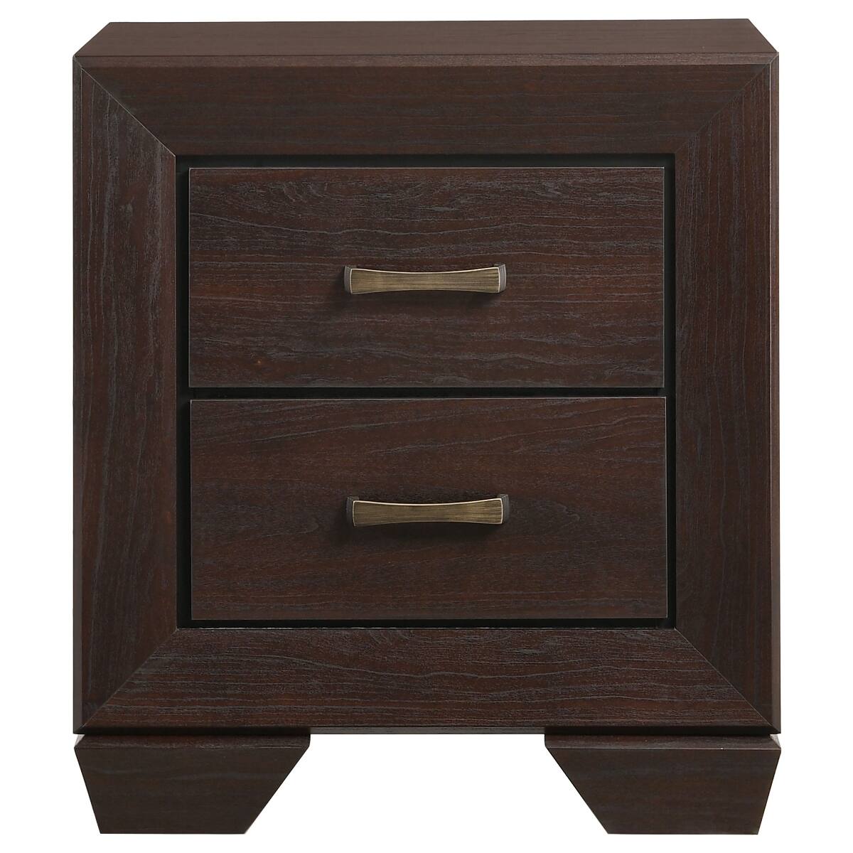 Back. Loheer - Loheer Dark Brown 2 Drawer Nightstand, Rectangular Bedroom Table, Dark Cocoa - Dark Brown.