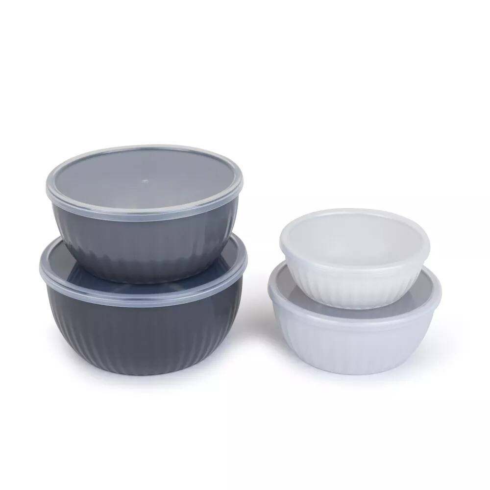 Alt View 1. Elle Decor - 4 Pc Plastic Storage Container Set w Lids, Dishwasher Freezer & Microwave Safe (32 oz 23 oz 16 oz 8 oz Bowls).