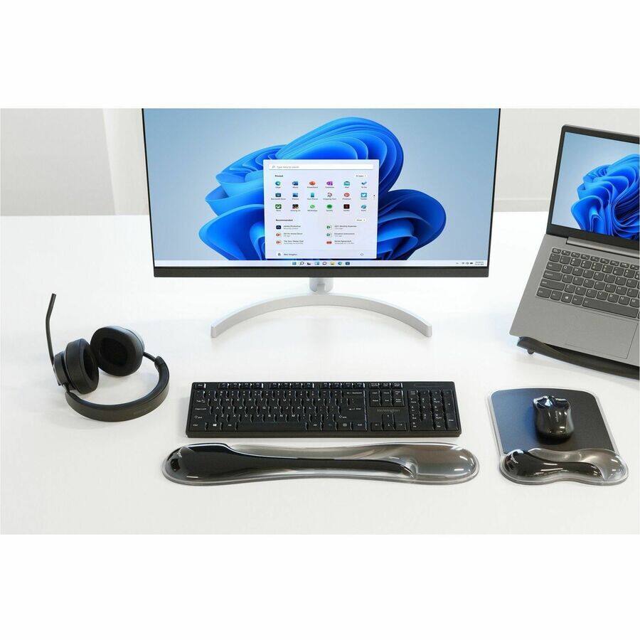 Alt View 1. Kensington - Kensington DuO Gel Wave Mouse Pad & Wrist Rest - 7.63" Width - Black/Gray - Gel - Mouse - TAA Compliant - Black/Gray.