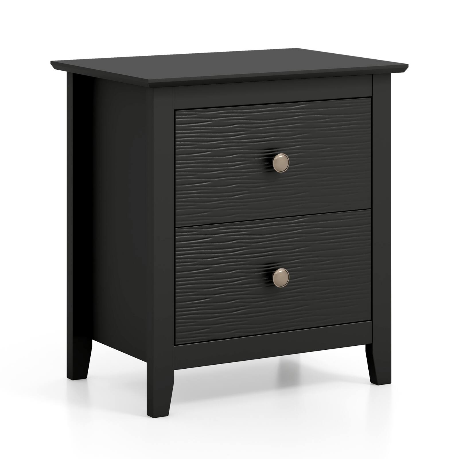 Alt View 9. Gymax - Gymax Modern Nightstand w/ Storage 2 Drawers & Support Legs for Bedroom White - Black.