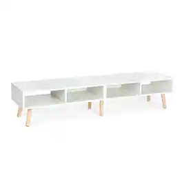 Hivvago - Modern Mid-Century Style TV Stand with Wood Legs for TVs up to 65-inch - White